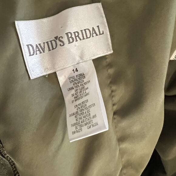 Vintage Y2K Davids Bridal Strapless Dress 14 Bubble Hem Tafetta Olive USA Prom‎ - Picture 7 of 11